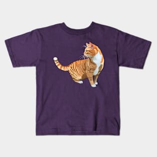 Ginger Tabby Cat Blep Kids T-Shirt